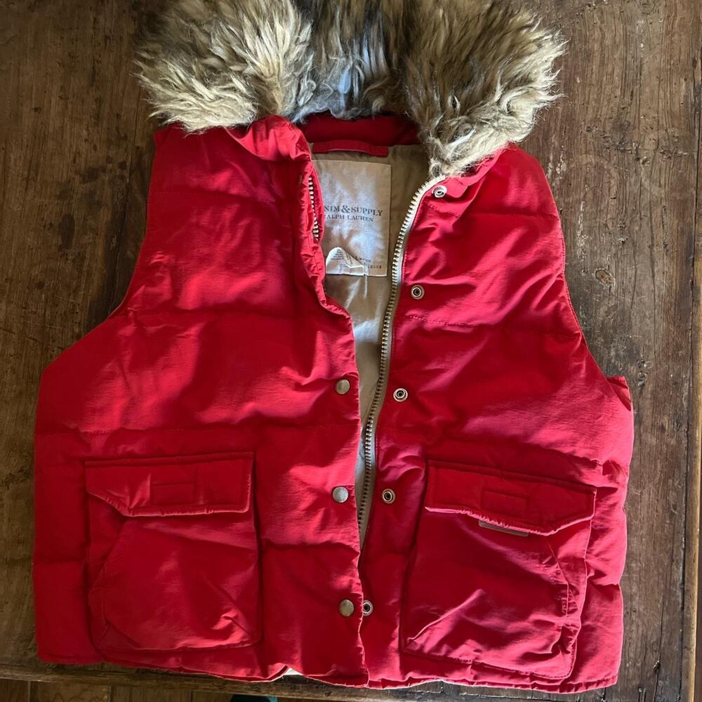 Vintage Ralph Lauren Denim and Supply Faux Fur Red puffer Zip Up - Picture 4 of 4